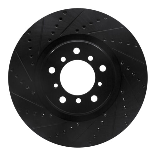 R1 Concepts for 01-06 BMW M3 Right Front Drilled & Slotted Black Brake Rotor