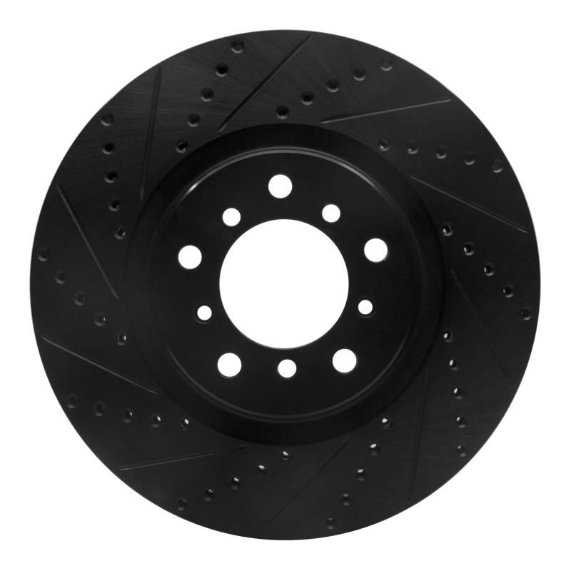 R1 Concepts for 01-06 BMW M3 Right Front Drilled & Slotted Black Brake Rotor