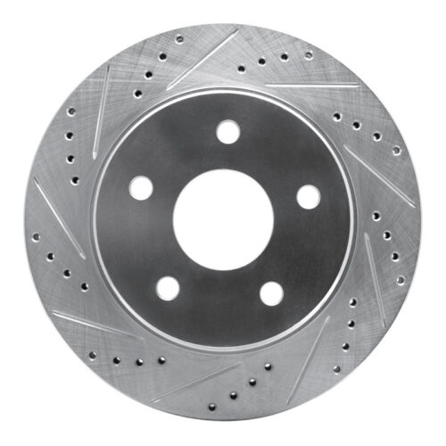 R1 Concepts for 02-24 Dodge Ram 1500 Front Left Drilled & Slotted Silver Brake Rotor