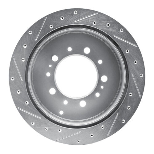 R1 Concepts for 17-21 Toyota Land Cruiser Rear Right Drilled & Slotted Silver Brake Rotor - Image 5