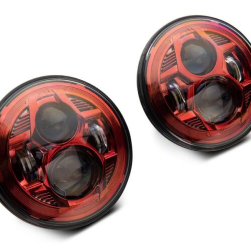 Alternative view of Raxiom for 2007-2018 Jeep Wrangler JK 7-In LED Headlights- Red Housing- Clear Lens