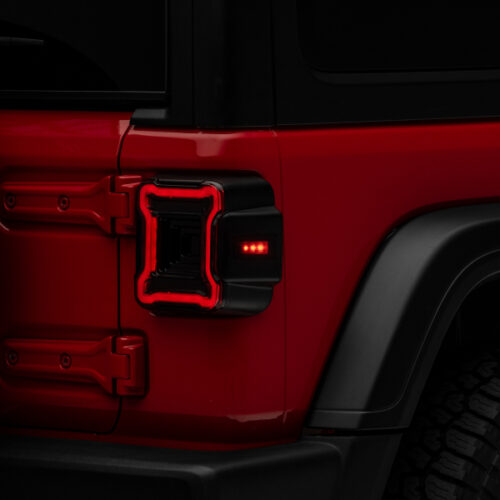 Raxiom for 2018-2022 Jeep Wrangler JL Axial Series Plateau LED Tail Lights- Black Housing (Smoked Lens)