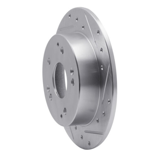 R1 Concepts for 97-01 Acura Integra Rear Right Drilled & Slotted Silver Brake Rotor - Image 2