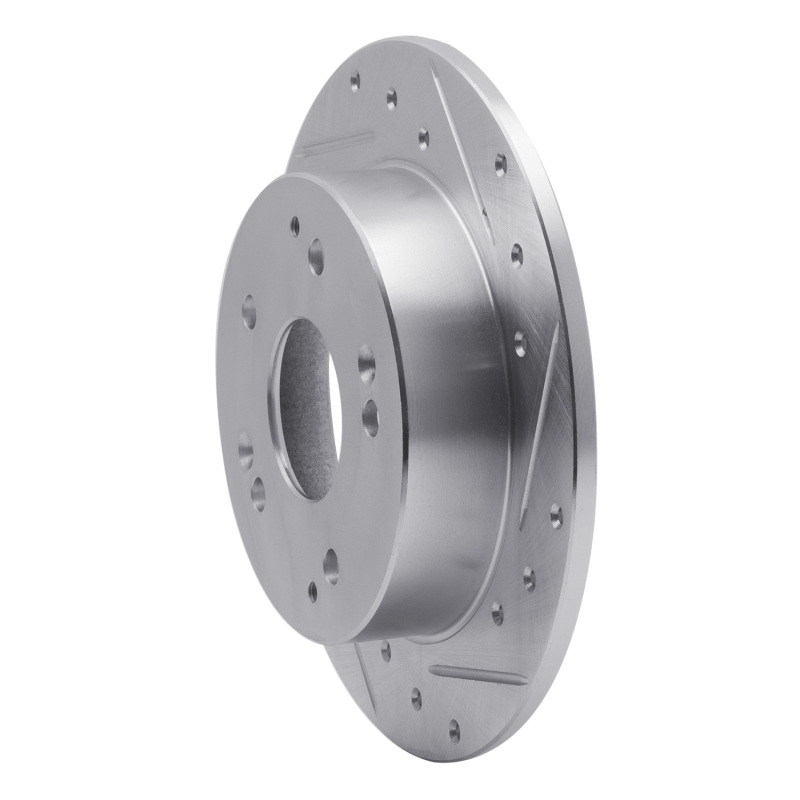 R1 Concepts for 97-01 Acura Integra Rear Right Drilled & Slotted Silver Brake Rotor - Image 2