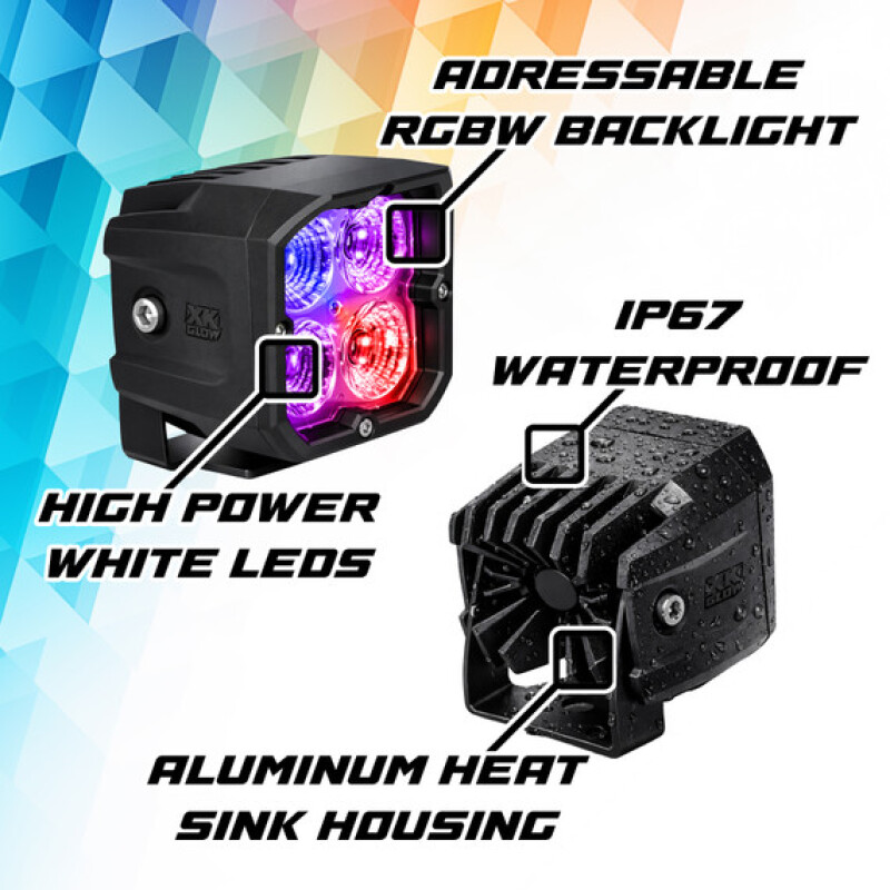 XKGlow XKmax RGBW Addressable Cube Light - Driving Beam - Image 4