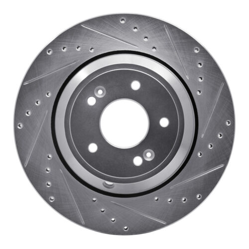 R1 Concepts for 18-23 Genesis G80 Rear Right Drilled & Slotted Silver Brake Rotor