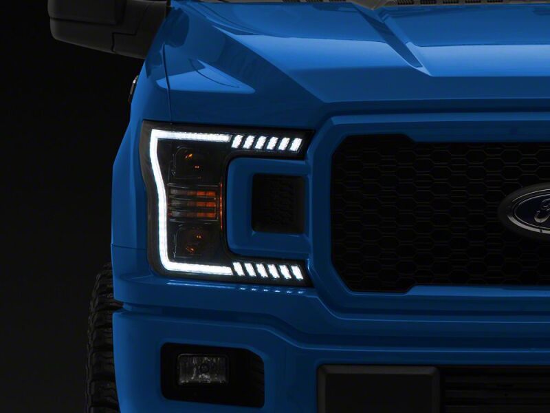 Raxiom for 2018-2020 Ford F-150 LED Halo Surround Headlights with White DRL- Black Housing- Clear Lens - Image 2