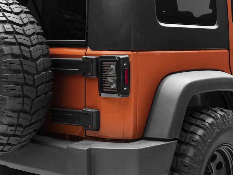 Raxiom for 2007-2018 Jeep Wrangler JK Axial Series Vision LED Tail Lights- Black Housing (Smoked Lens) - Image 4