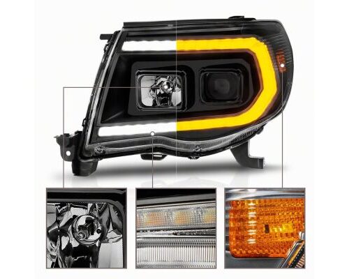 Raxiom for 2005-2011 Toyota Tacoma Axial Series Switchback Projector Headlights- Black Housing- Clear Lens - Image 5