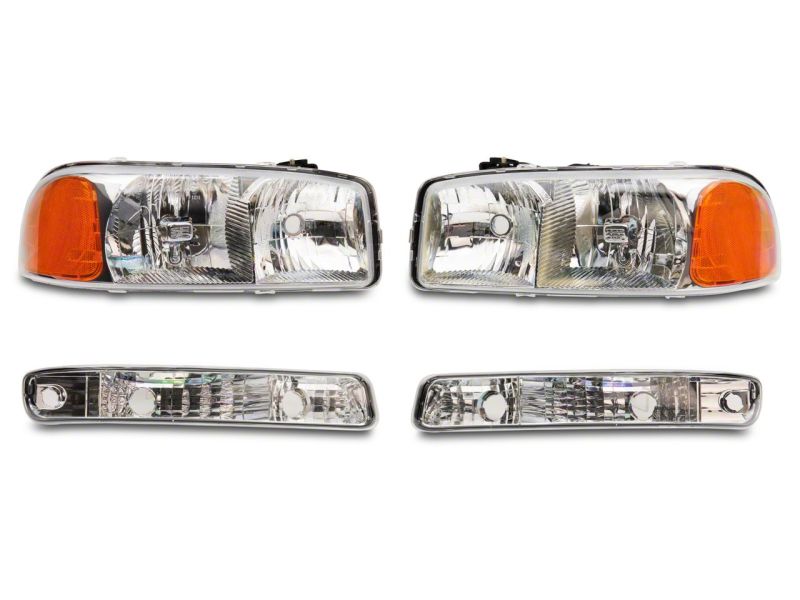 Raxiom for 1999-2006 GMC Sierra 1500 Axial Series OEM Crystal Rep Headlights- Chrome Housing (Clear Lens) - Image 3