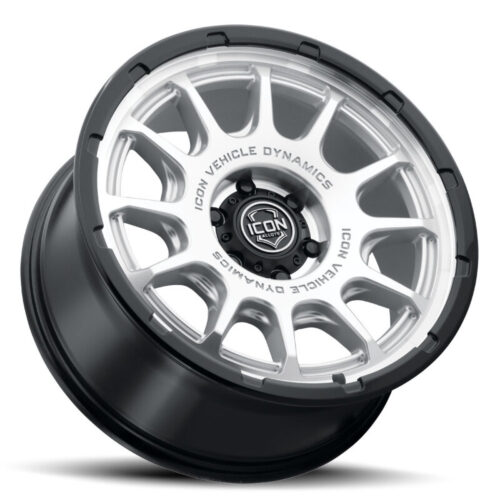 ICON Alloys Rancho 20x9 / 5x150 / 16mm / 5.625in BS Silver Machined w/ Gloss Black Lip Wheel - Image 3