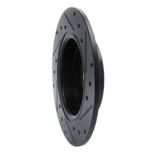 R1 Concepts for 2016-2025 Honda Civic Coupe Rear Left Drilled & Slotted Black Brake Rotor - Image 4