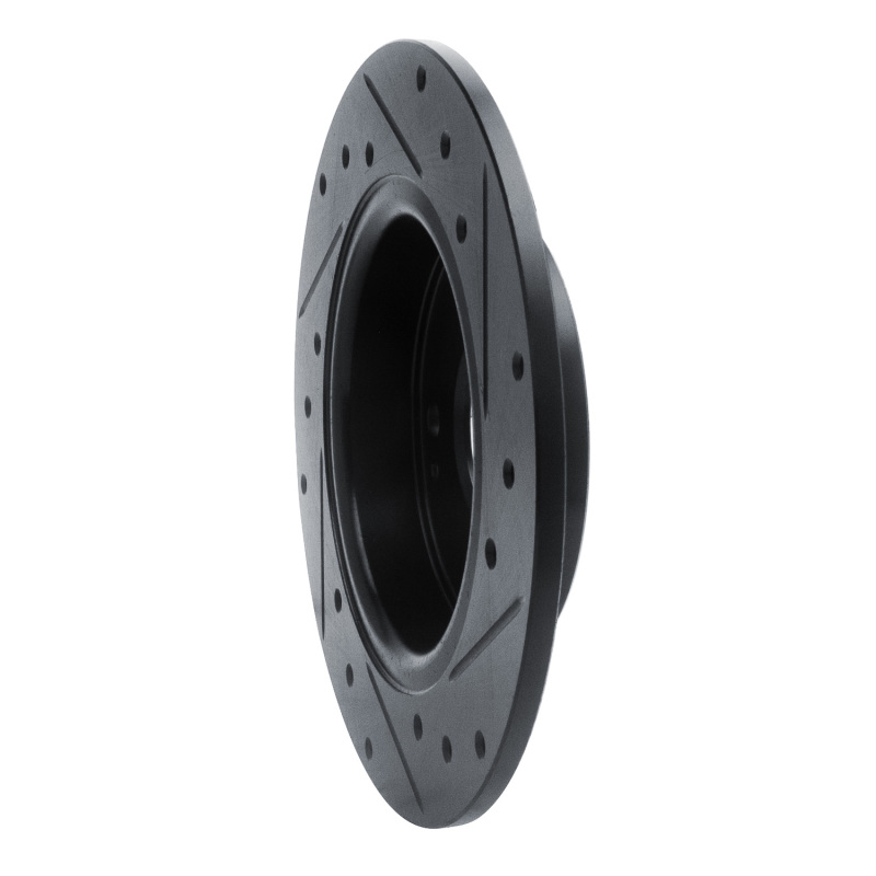 R1 Concepts for 2016-2025 Honda Civic Coupe Rear Left Drilled & Slotted Black Brake Rotor - Image 4