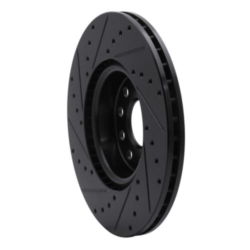 R1 Concepts for 2005-2025 Audi A3 Quattro Front Right Drilled & Slotted Black Brake Rotor - Image 4