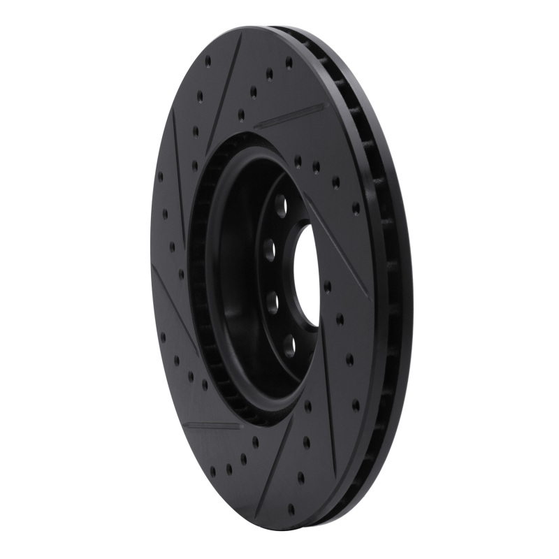 R1 Concepts for 2005-2025 Audi A3 Quattro Front Right Drilled & Slotted Black Brake Rotor - Image 4