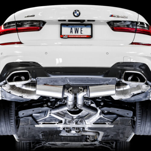 Alternative view of AWE Tuning 2019+ BMW M340i (G20) Non-Resonated Touring Edition Exhaust (Use OE Tips)