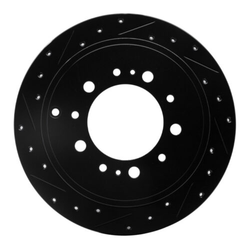 R1 Concepts for 07-22 Lexus LX570 Rear Left Drilled & Slotted Black Brake Rotor