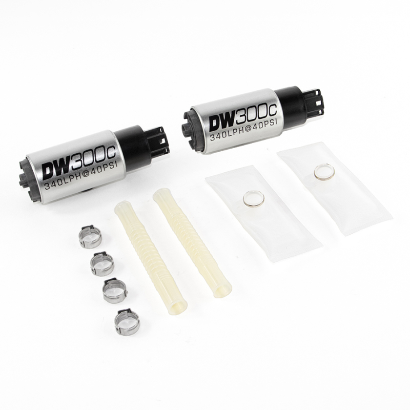 DeatschWerks DW300C 340lph Compact Fuel Pump with Install Kit for 2003-2004 Ford Mustang Cobra (2 Pumps)