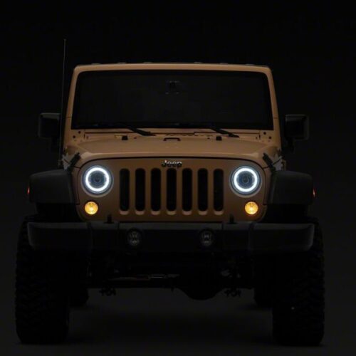 Raxiom for 2007-2018 Jeep Wrangler JK 7-Inch V2 Dragon Eye LED Headlights- Black Housing- Clear Lens - Image 10