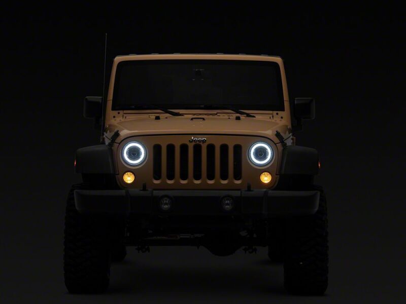 Raxiom for 2007-2018 Jeep Wrangler JK 7-Inch V2 Dragon Eye LED Headlights- Black Housing- Clear Lens - Image 10