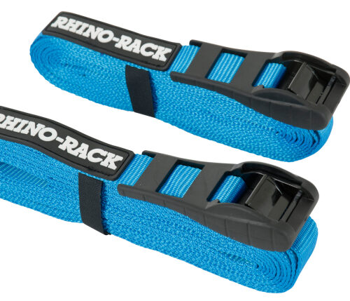 Rhino-Rack Rapid Tie Down Straps w/Buckle Protector - 4.5m/15ft - Pair - Red