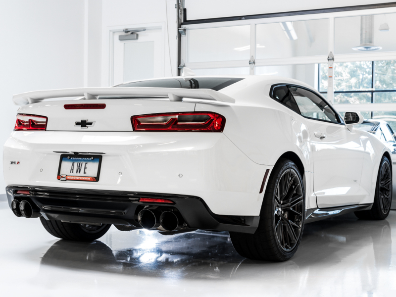 AWE Tuning Cat-Back Exhaust -Touring Edition (Quad Diamond Black Tips) for 16-19 Chevy Camaro SS Res - Image 4