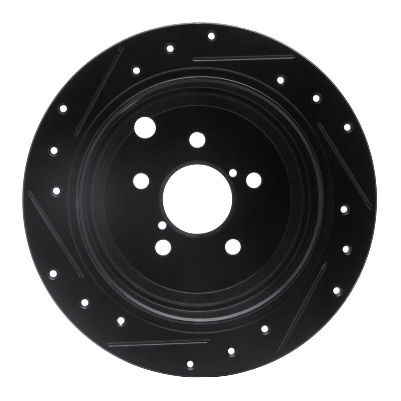 R1 Concepts for 08-15 Subaru Outback Rear Right Drilled & Slotted Black Brake Rotor - Image 5