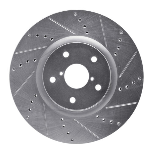 R1 Concepts for 05-20 Subaru WRX Front Right Drilled & Slotted Silver Brake Rotor