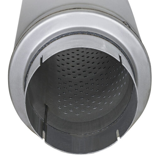aFe Power ATLAS Aluminized Steel Muffler 5in Center/Center 24in L x 7in Diameter - Round Body - Image 4