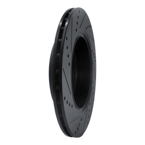 R1 18-25 Genesis G70 Rear Left Drilled & Slotted Black Brake Rotor - Image 4