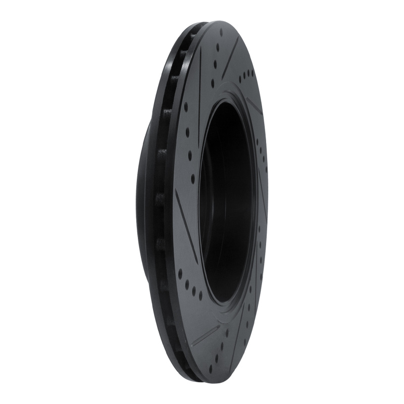 R1 18-25 Genesis G70 Rear Left Drilled & Slotted Black Brake Rotor - Image 4