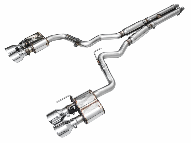 AWE Tuning SwitchPath Cat-Back Exhaust w/ Quad Chrome Silver Tips for 21-23 Ford Mustang Mach 1