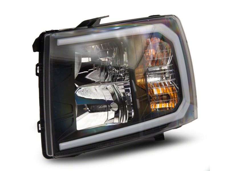 Raxiom for 2007-2013 Chevrolet Silverado 1500 Axial Headlights w/ SEQL LED Bar- Black Housing (Clear Lens) - Image 6