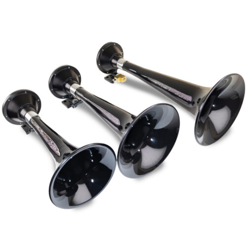 Kleinn Black Triple Horn/ 15In/13In/11In - High Impact ABS Trumpet/ Zinc Alloy Base - Image 3