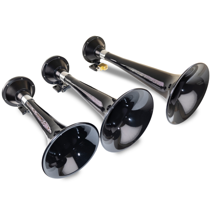 Kleinn Black Triple Horn/ 15In/13In/11In - High Impact ABS Trumpet/ Zinc Alloy Base - Image 3