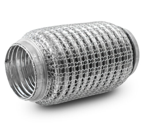 Vibrant SS Flex Coupling w/ Interlock Liner and Mesh Braid 2.25in Inlet/Outlet x 6in long