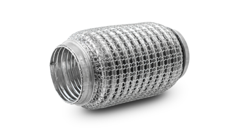 Vibrant 66706 SS Flex Coupling w/ Interlock Liner and Mesh Braid 2.25in Inlet/Outlet x 6in long