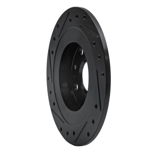 R1 Concepts for 1990-2003 Ford Escort Rear Right Drilled & Slotted Black Brake Rotor - Image 4