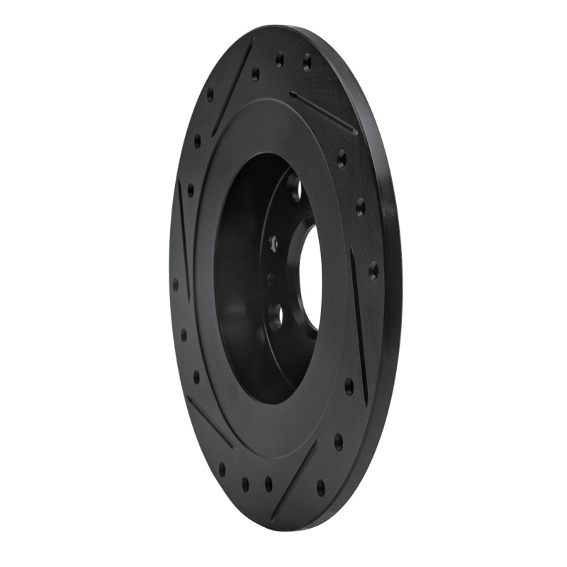 R1 Concepts for 1990-2003 Ford Escort Rear Right Drilled & Slotted Black Brake Rotor - Image 4