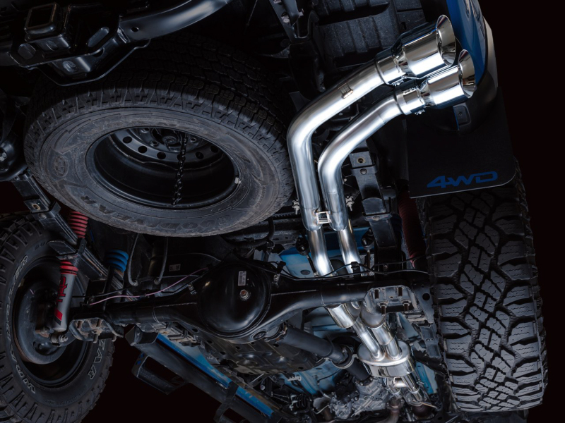 AWE Tuning Cat-Back Exhaust w/ BashGuard - Dual Chrome Silver Tips for 16-22 Toyota Tacoma 0FG - Image 9