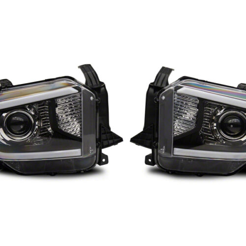 Raxiom for 2014-2021 Toyota Tundra Axial Series Projector Headlights w/ LED Bar- Black Housing (Clear Lens)