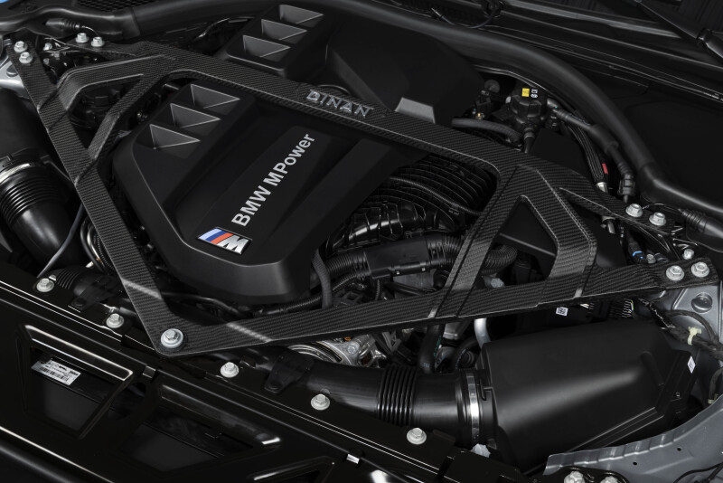 Dinan for 21-27 BMW M2/M3/M4 (G80/G82/G83/G87) Matte Carbon Fiber Strut Tower Brace - Front - Image 2