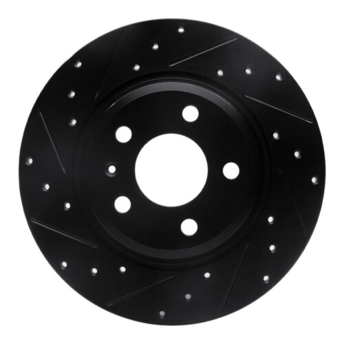 R1 Concepts for 09-25 Audi A4 Left Drilled & Slotted Black Brake Rotor