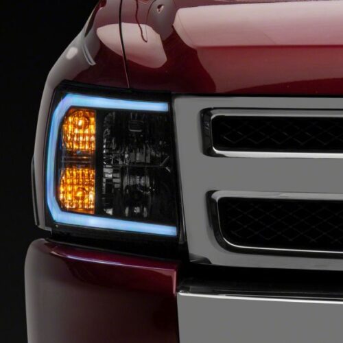 Raxiom for 2007-2013 Chevrolet Silverado 1500 Axial Series Headlights w/ LED Bar- Black Housing (Clear Lens) - Image 6
