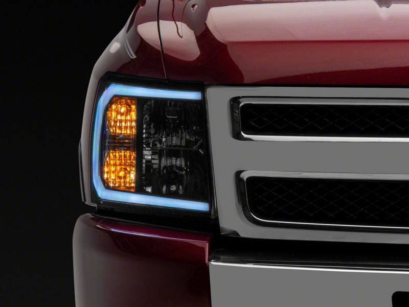 Raxiom for 2007-2013 Chevrolet Silverado 1500 Axial Series Headlights w/ LED Bar- Black Housing (Clear Lens) - Image 6