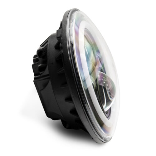 Raxiom for 1997-2018 Jeep Wrangler TJ/JK Axial 7-Inch LED Headlights w/RGB Halo- Black Housing (Clear Lens) - Image 5