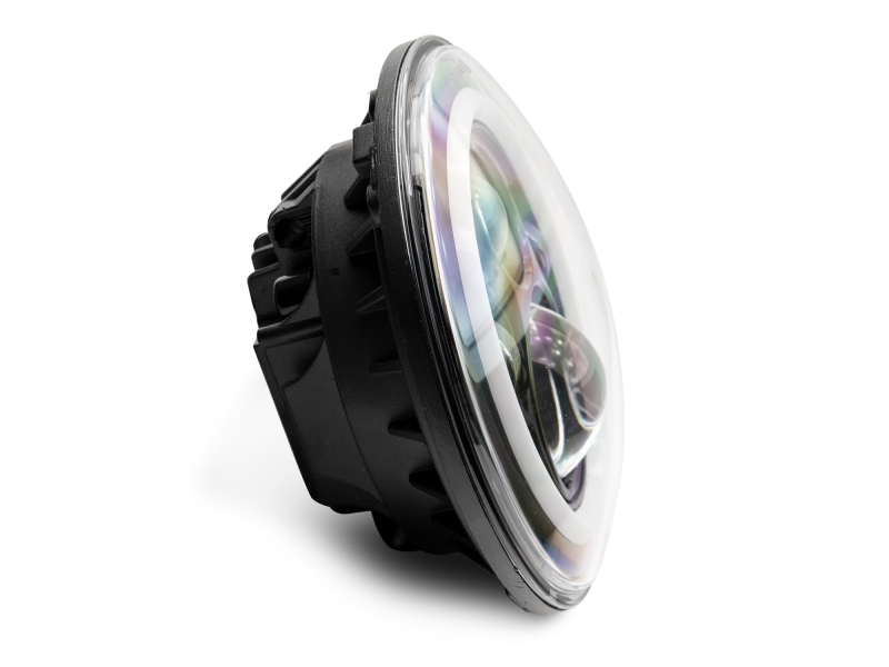 Raxiom for 1997-2018 Jeep Wrangler TJ/JK Axial 7-Inch LED Headlights w/RGB Halo- Black Housing (Clear Lens) - Image 5
