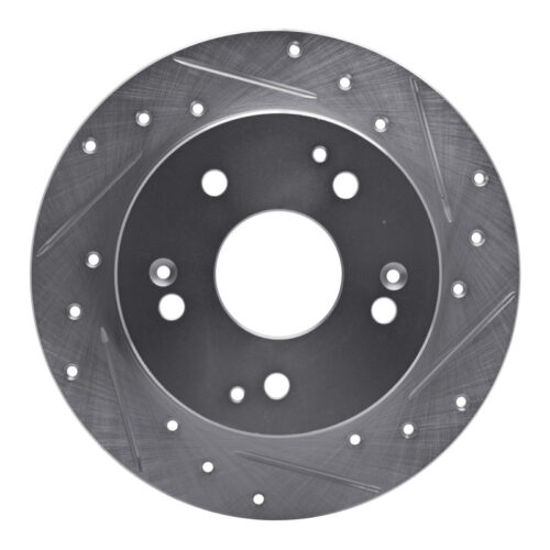 R1 Concepts for 97-01 Acura Integra Rear Right Drilled & Slotted Silver Brake Rotor
