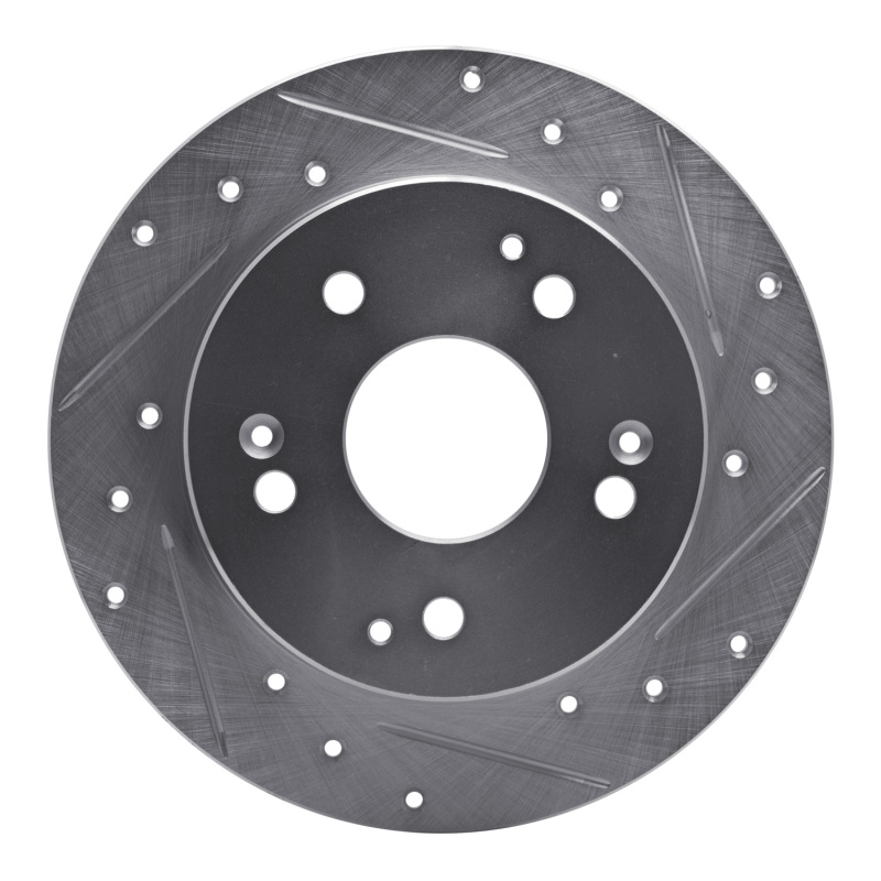 R1 Concepts for 97-01 Acura Integra Rear Right Drilled & Slotted Silver Brake Rotor