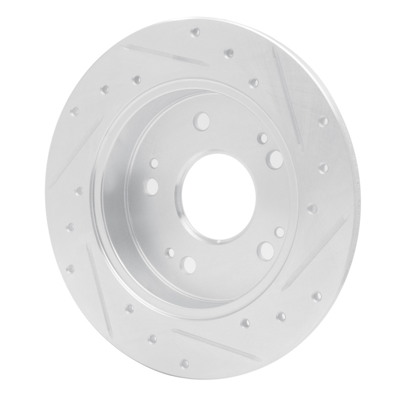 R1 Concepts for 06-15 Honda Civic Si Rear Left Drilled & Slotted Silver Brake Rotor - Image 4